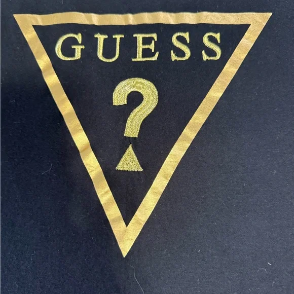 GUESS Men’s Black T-Shirt with Gold Embroidery Logo - Picture 4 of 4